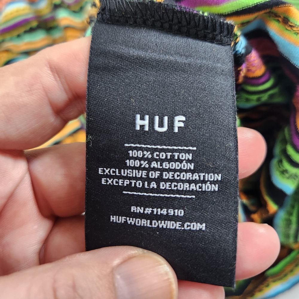 HUF Multicolor Striped T-Shirt Men L Embroidered Logo - Picture 6 of 7